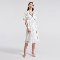 夏装领带连衣裙收腰显瘦气质套装女 L 白色