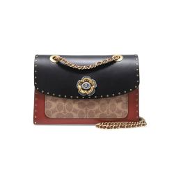 COACH 蔻驰 女士PARKER系列PVC配皮中号小方包单肩斜挎包