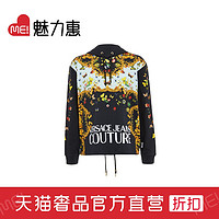 Versace JeansCouture Versace Jeans Couture黑色全棉七星瓢虫印花男士连帽卫衣
