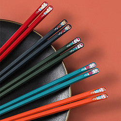 拾画 合金筷子 家用不锈不发霉日式斜头防滑筷 多彩分食筷 5双装SH-2244