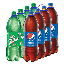 PEPSI 百事 可乐 pepsi 汽水 2L*4瓶 +七喜 7up 柠檬味 2L*4瓶 碳酸饮料整箱 混入装 百事出品