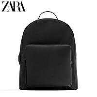 ZARA [折扣季] 男包 黑色大容量经典百搭压胶双肩背包13209720040