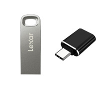 Lexar 雷克沙 M45系列 LJDM45-32GABSL PRO USB 3.1 USB 3.0 金属U盘 银色 32GB USB +Type-C转接头 3.0