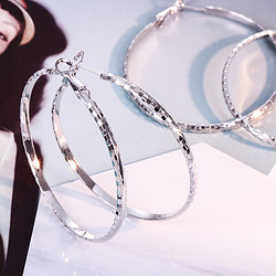 曼休妮S925銀針大耳圈女韓國個性氣質耳釘時尚耳扣圓形圓圈圈耳環