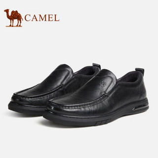 骆驼（CAMEL） 时尚简约商务正装透气牛皮休闲男士套脚皮鞋 A132201260 黑色 41