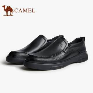 骆驼（CAMEL） 通勤牛皮商务办公便捷套脚男士休闲皮鞋 A132155760 黑色 40