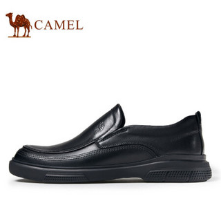 骆驼（CAMEL） 通勤牛皮商务办公便捷套脚男士休闲皮鞋 A132155760 黑色 39