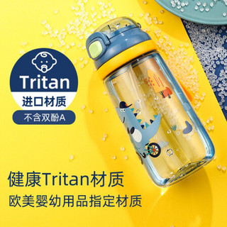 富光 塔塔塑料儿童水杯tritan 500ml 蓝色恐龙