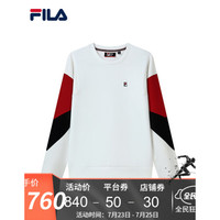 FILA 斐乐女子官方套头卫衣 2021年秋季新款撞色百搭休闲套头衫 标准白-WT 170/88A/L