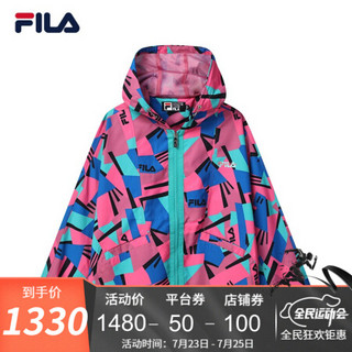 FILA 斐乐官方女士运动外套2021秋季新款潮流宽松休闲外套 胭脂红-ZA 175/92A/XL