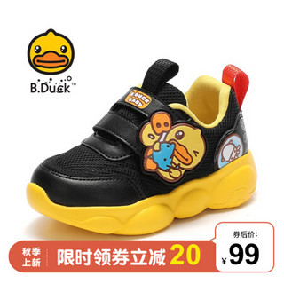 小黄鸭（B.Duck）童鞋儿童学步鞋秋季新款男女童卡通儿童软底宝宝鞋 黑色 28码内长约181mm
