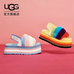 UGG 2021秋季新款女士毛便鞋时尚厚底坡跟休闲舒适毛拖鞋 1120875