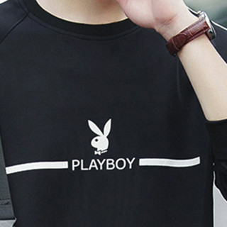 PLAYBOY 花花公子 男士圆领卫衣 17054PL20173 黑色 3XL