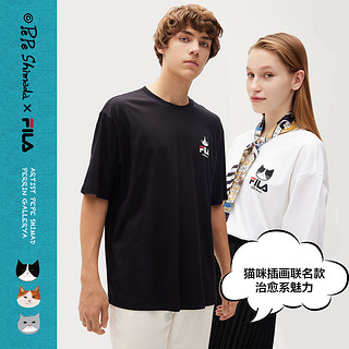 FILA 斐乐 x Pepe Shimada斐乐官方情侣短袖T恤2021夏新款圆领男女上衣