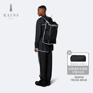 Rains Mountaineer Bag 防水双肩包男女登山包运动旅行包带水壶兜 黑色/反光银