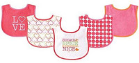 Luvable Friends 美国熊宝宝婴儿5件装防水口水巾 02189粉红色甲虫图案