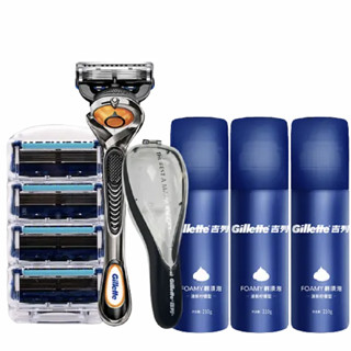 Gillette 吉列 剃须套装 (锋隐致顺手动剃须刀1防滑刀架+5刀头+剃须泡沫210g*3)