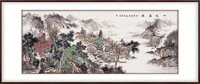 弘舍 王浩 手绘山水风景国画《山水清韵》成品尺寸240x105cm 宣纸 雅致胡桃