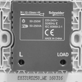 Schneider Electric 施耐德电气 AvatarOn绎尚系列 E8331RD250_WE_C1 86型调光开关 镜瓷白