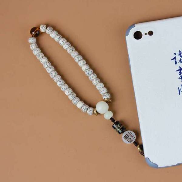 纯手工编织星月手机链 6×8mm 海南星月菩提桶珠