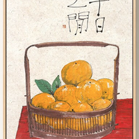 仟象映画 李知弥 食物 I款 40x60cm 浅木色实木外框 新中式艺术餐厅挂画