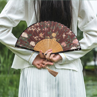 毕业礼物玉堂富贵折扇赭赤天蓝头青竹扇骨扇子创意礼品数码印花手工装裱故宫博物院文创七夕情人节礼物赭赤 报价价格评测怎么样 什么值得买