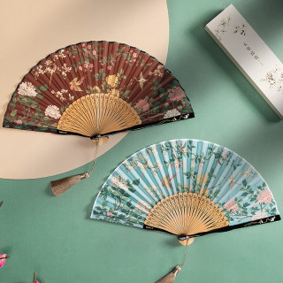 毕业礼物玉堂富贵折扇赭赤天蓝头青竹扇骨扇子创意礼品数码印花手工装裱故宫博物院文创七夕情人节礼物赭赤 报价价格评测怎么样 什么值得买