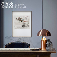 装饰画客厅 荣宝斋王雪涛复刻画 新中式现代简约风格卧室餐厅沙发客厅背景墙创意玄关挂画单幅大气轻奢壁画 杜鹃稚鸡(画框50x70厘米) 檀香实木榫卯框