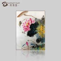 尚得堂手绘国画花鸟画水墨画竖幅荷花三联画客厅挂画装饰画名家真迹 荷花3-画芯软裱-发顺丰 装裱50*70