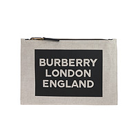 BURBERRY 博柏利 女士棉布手拿包 8008544 米色黑色 中号