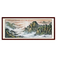 尚得堂 毛远骏《泰山神韵》165x85cm 宣纸 圆角棕色实木框