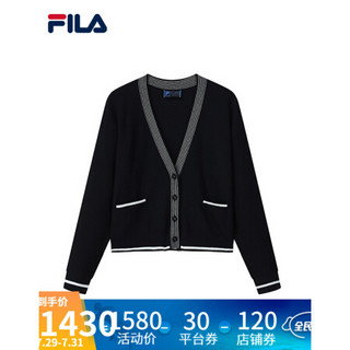 FILA 斐乐官方女士编织开衫2021球季新款时尚运动外套女针织衫 传奇蓝-NV 170/88A/L