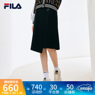 FILA 斐乐官方女子半身裙 2021新款时尚半身裙女半身裙 正黑色-BK 170/70A/L