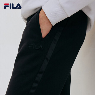 FILA 斐乐官方男裤针织长裤2021秋季新款束脚裤休闲裤运动裤时尚 正黑色-BK 180/88A/XL