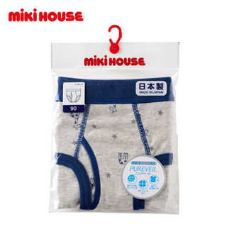 MIKIHOUSE 日本制纯棉男童印花抗病毒透气舒适三角内裤10-2494-457 藏蓝+灰色 140cm