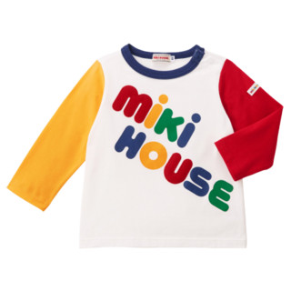 MIKIHOUSE  日本制纯棉百搭经典款LOGO字母印花男女宝宝休闲长袖T恤10-5217-383 多色 120cm