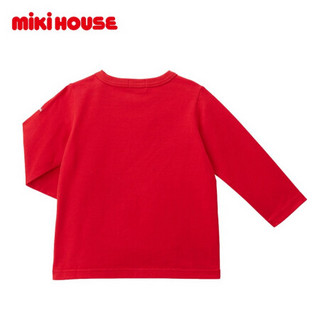 MIKIHOUSE  日本制纯棉百搭经典款LOGO字母印花男女宝宝休闲长袖T恤10-5217-383 红色 120cm