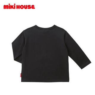 MIKIHOUSE 日本制纯棉手绘风板鞋主题印花LOGO儿童长袖T恤透气舒适10-5220-389 黑色 140cm