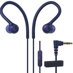 audio-technica 铁三角 SPORT10iS 入耳式挂耳式有线耳机 蓝色 3.5mm