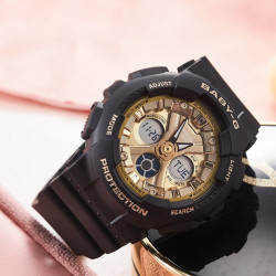 casio 卡西欧 黑金baby-g系列 ba-130-1a3 女款运动防水电子表