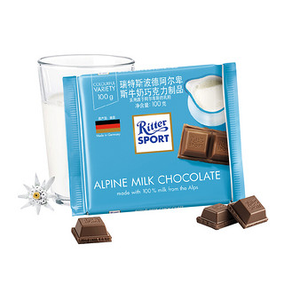 Ritter SPORT 瑞特斯波德 巧克力 阿尔卑斯牛奶味 100g