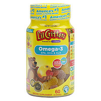 L'il Critters 儿童小熊糖DHA鱼油 天然覆盆子+柠檬味 60粒