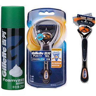 Gillette 吉列 锋隐致顺系列剃须套装 (1防滑刀架+1刀头+1托架+酷爽薄荷型剃须泡210g)