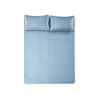 YANXUAN 网易严选 抗菌冰丝席两件套 浅蓝条纹 90*190cm