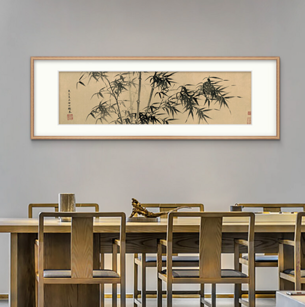 橙舍夏昶植物花卉书房挂画淇水清风图装裱40x120cm宣纸雅致红褐