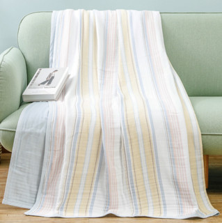 Purcotton 全棉时代 黄粉条纹 纯棉纱布被 180*200cm