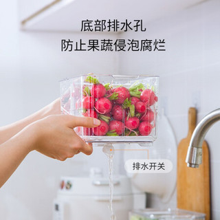 爱丽思IRIS冰箱收纳盒抽屉式厨房食品果蔬鸡蛋速食保鲜冷藏冷冻储存盒小号14.2*14.2*11.7cm