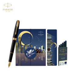 派克 钢笔（PARKER）签字笔 卓尔磨砂黑金夹墨水笔+以梦为马礼盒-私人定制