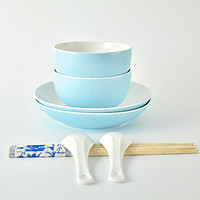 PLUS会员：句途 日式蓝釉碗盘套装 8件