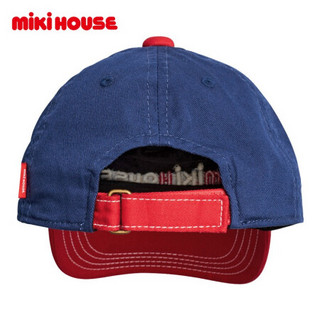 MIKIHOUSE 纯棉复古简约时尚刺绣LOGO可调节儿童棒球帽13-9101-382 藏蓝色 L（52-54）